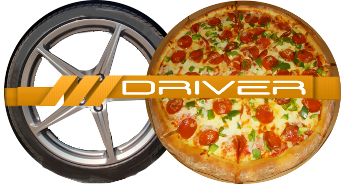 Pizza driver logo - tire and pizza